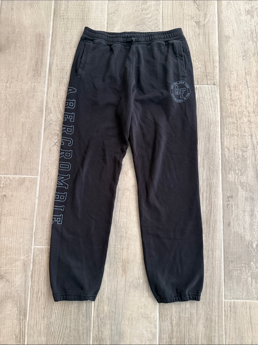 Abercrombie & Fitch Black Logo Sweatpants with Side Lettering